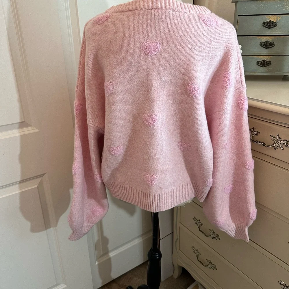 Pink Heart Pattern Sweater - Picture 2 of 3